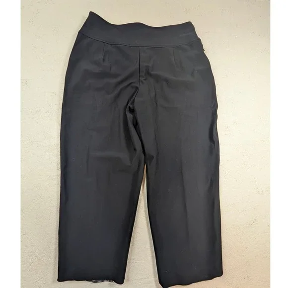 Athleta Black Wide Leg Cropped Pants –‎ Women's Size 12 Career Casual READ - Picture 7 of 8